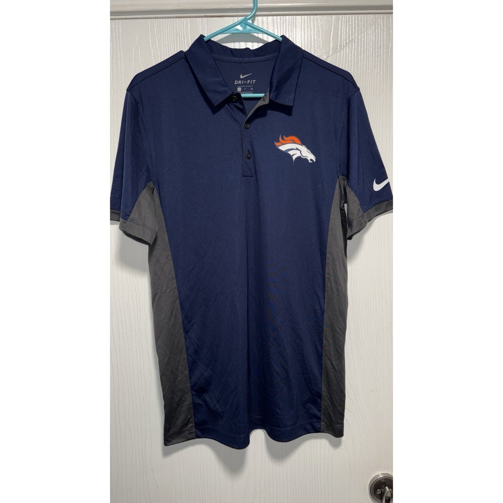 Denver Broncos Nike Dri-Fit Polo Shirt Mens Small NFL Team On Field Apparel Navy
